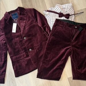 Janie and Jack burgundy  Kids Matching Set